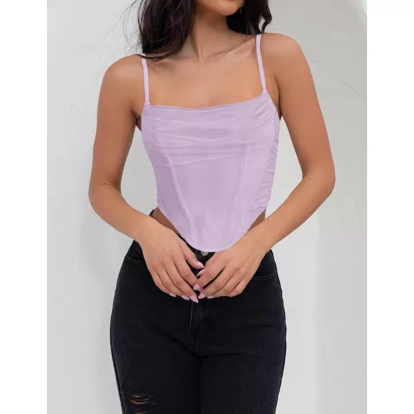 imageZESICA Womens Sexy Bustier Crop Top Spaghetti Straps Backless Y2k Club Party Cami Corset TopsPurple