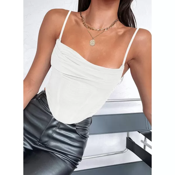 imageZESICA Womens Sexy Bustier Crop Top Spaghetti Straps Backless Y2k Club Party Cami Corset TopsWhite