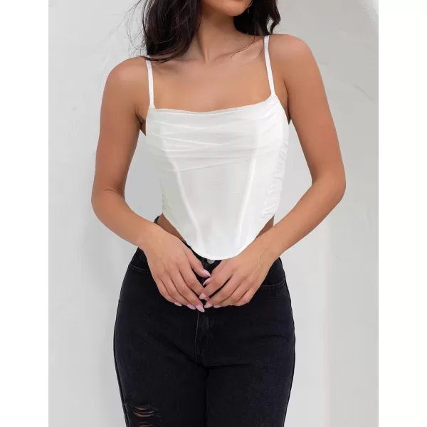 imageZESICA Womens Sexy Bustier Crop Top Spaghetti Straps Backless Y2k Club Party Cami Corset TopsWhite