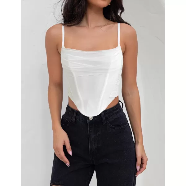 imageZESICA Womens Sexy Bustier Crop Top Spaghetti Straps Backless Y2k Club Party Cami Corset TopsWhite