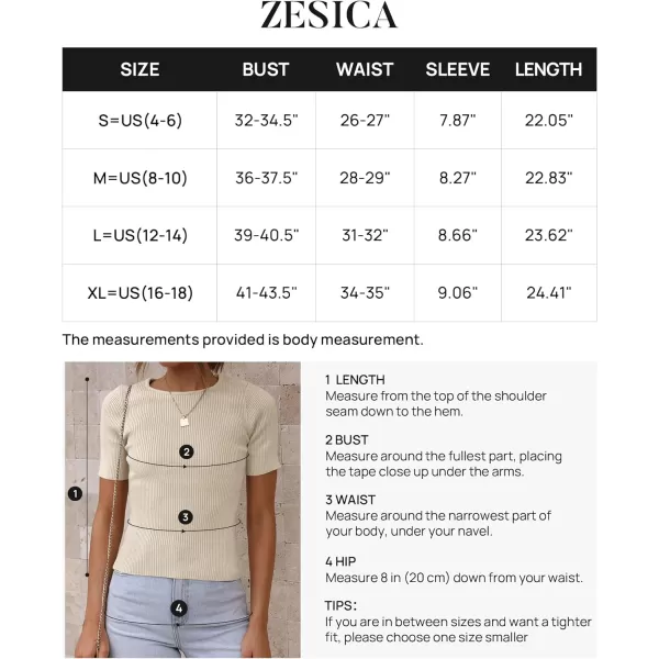 imageZESICA Womens Short Sleeve Crewneck Ribbed Knit Slim Fit T Shirt 2023 Summer Basic Solid Color Tee TopsAlmond