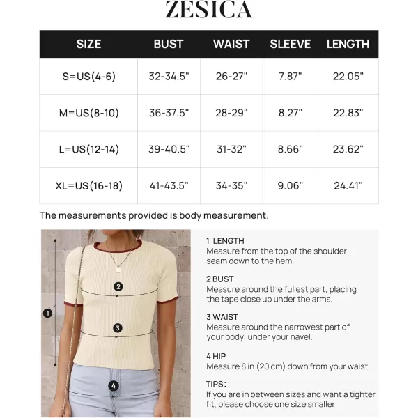 imageZESICA Womens Short Sleeve Crewneck Ribbed Knit Slim Fit T Shirt 2023 Summer Basic Solid Color Tee TopsApricot