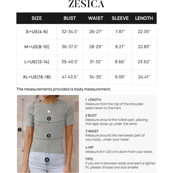 imageZESICA Womens Short Sleeve Crewneck Ribbed Knit Slim Fit T Shirt 2023 Summer Basic Solid Color Tee TopsGrey