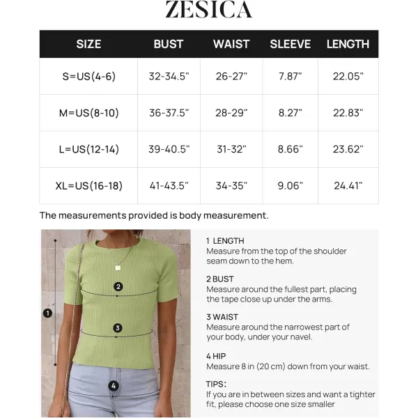 imageZESICA Womens Short Sleeve Crewneck Ribbed Knit Slim Fit T Shirt 2023 Summer Basic Solid Color Tee TopsMossgreen