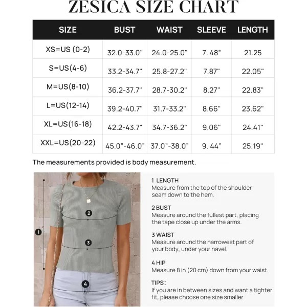 imageZESICA Womens Short Sleeve Crewneck T Shirt 2024 Summer Ribbed Knit Slim Fit Basic Solid Color Tee TopsGrey