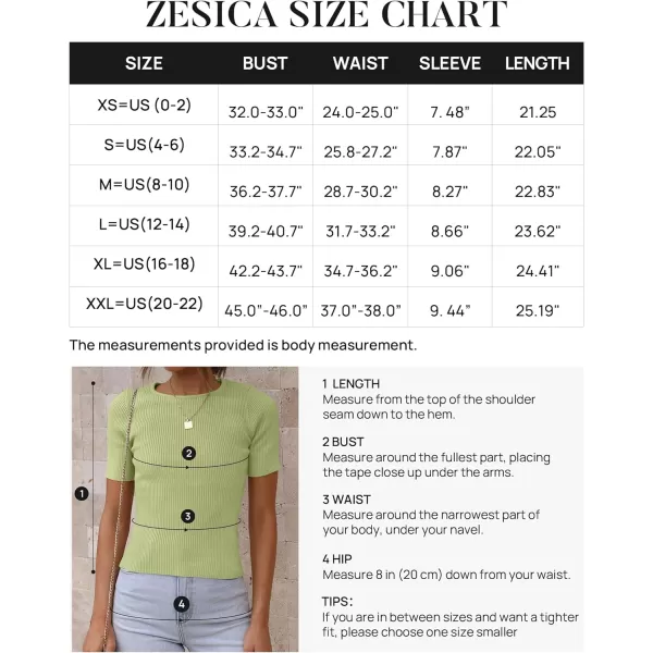 imageZESICA Womens Short Sleeve Crewneck T Shirt 2024 Summer Ribbed Knit Slim Fit Basic Solid Color Tee TopsMossgreen
