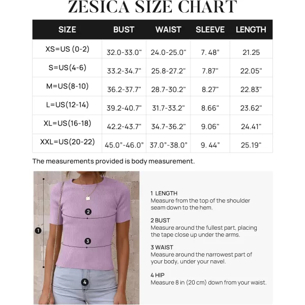 imageZESICA Womens Short Sleeve Crewneck T Shirt 2024 Summer Ribbed Knit Slim Fit Basic Solid Color Tee TopsPurple