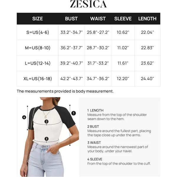 imageZESICA Womens Short Sleeve Ribbed Color Block Tops Summer Crewneck Knit T ShirtsBlack