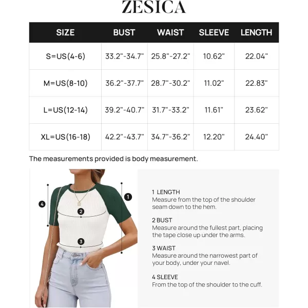 imageZESICA Womens Short Sleeve Ribbed Color Block Tops Summer Crewneck Knit T ShirtsGreen