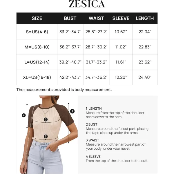 imageZESICA Womens Short Sleeve Ribbed Color Block Tops Summer Crewneck Knit T ShirtsKhaki