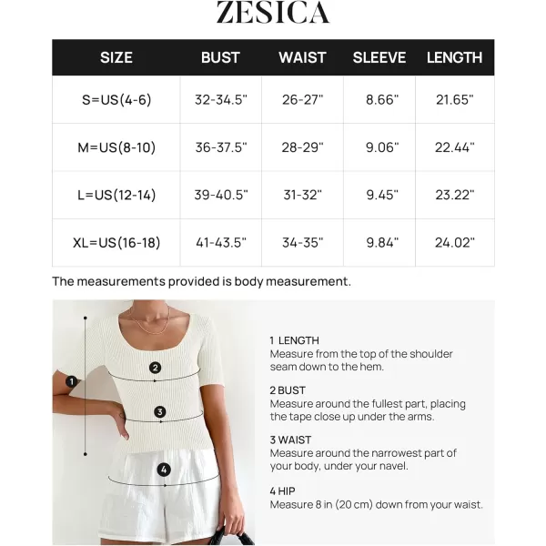 imageZESICA Womens Short Sleeve Square Neck T Shirts 2024 Summer Slim Fitted Ribbed Knit Basic Casual Tee TopsWhite