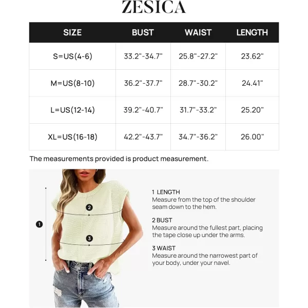 imageZESICA Womens Short Sleeve Tunic Tops Casual Crew Neck Sleeveless Solid Pullover Sweaters Basic Loose Knit Sweater VestWhite