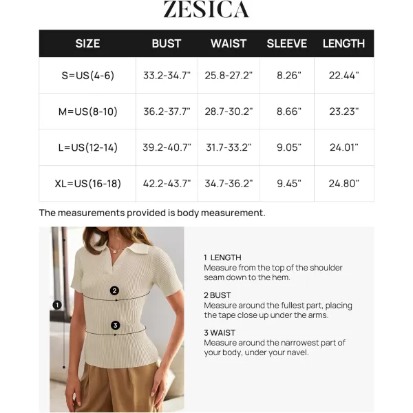 imageZESICA Womens Short Sleeve V Neck T Shirts 2024 Summer Ribbed Knit Slim Fitted Basic Solid Color Tee TopsAlmond