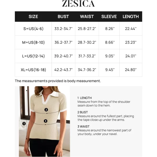 imageZESICA Womens Short Sleeve V Neck T Shirts 2024 Summer Ribbed Knit Slim Fitted Basic Solid Color Tee TopsApricot