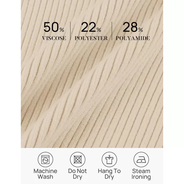 imageZESICA Womens Short Sleeve V Neck T Shirts 2024 Summer Ribbed Knit Slim Fitted Basic Solid Color Tee TopsBeige