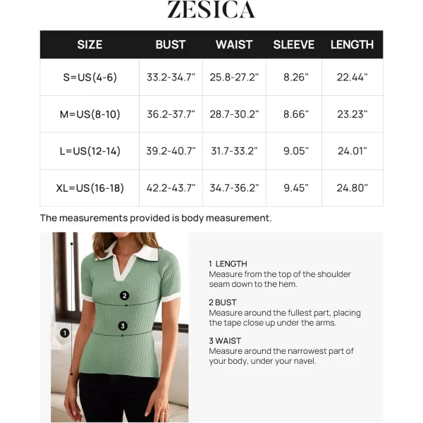 imageZESICA Womens Short Sleeve V Neck T Shirts 2024 Summer Ribbed Knit Slim Fitted Basic Solid Color Tee TopsLight Green