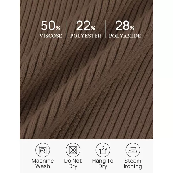 imageZESICA Womens Short Sleeve V Neck T Shirts 2024 Summer Ribbed Knit Slim Fitted Basic Solid Color Tee TopsMocha