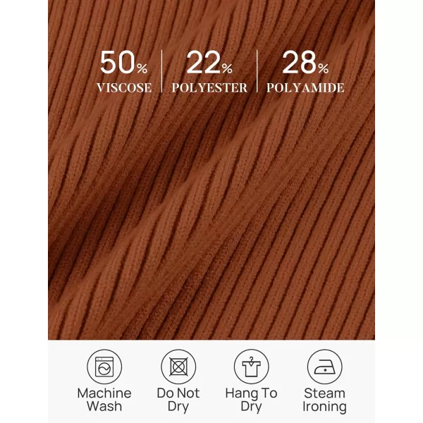 imageZESICA Womens Short Sleeve V Neck T Shirts 2024 Summer Ribbed Knit Slim Fitted Basic Solid Color Tee TopsRust