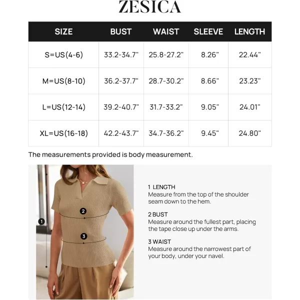 imageZESICA Womens Short Sleeve V Neck T Shirts 2024 Summer Ribbed Knit Slim Fitted Basic Solid Color Tee TopsToffee