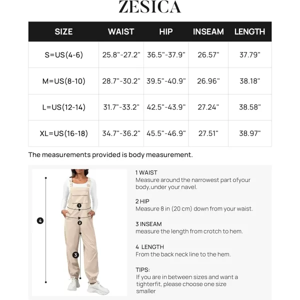 imageZESICA Womens Sleeveless Overalls Jumpsuit Casual Loose Adjustable Straps Bib Long Pant Jumpsuits with PocketsApricot