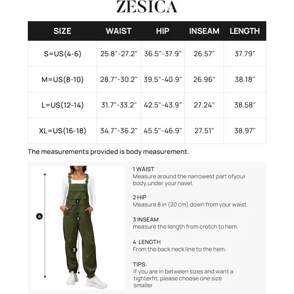 imageZESICA Womens Sleeveless Overalls Jumpsuit Casual Loose Adjustable Straps Bib Long Pant Jumpsuits with PocketsArmy Green