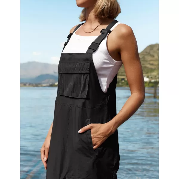 imageZESICA Womens Sleeveless Overalls Jumpsuit Casual Loose Adjustable Straps Bib Long Pant Jumpsuits with PocketsBlack