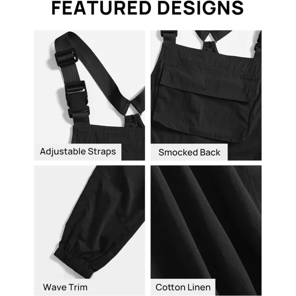 imageZESICA Womens Sleeveless Overalls Jumpsuit Casual Loose Adjustable Straps Bib Long Pant Jumpsuits with PocketsBlack
