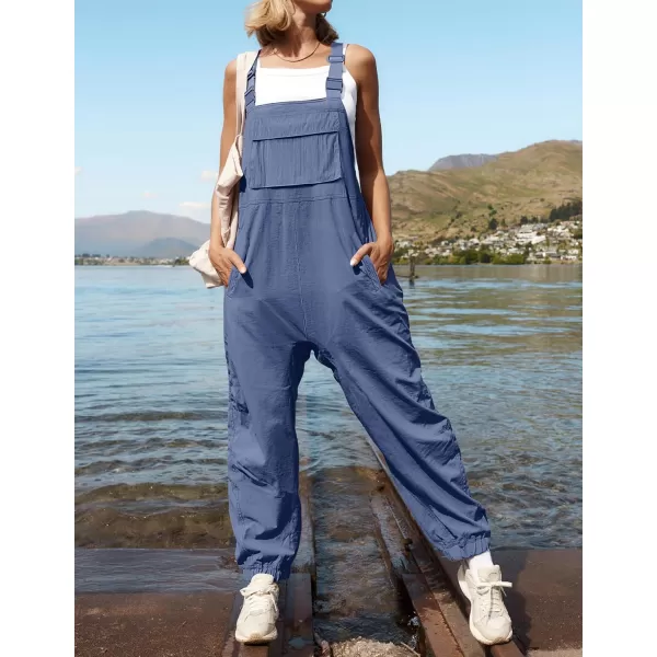 imageZESICA Womens Sleeveless Overalls Jumpsuit Casual Loose Adjustable Straps Bib Long Pant Jumpsuits with PocketsDusty Blue