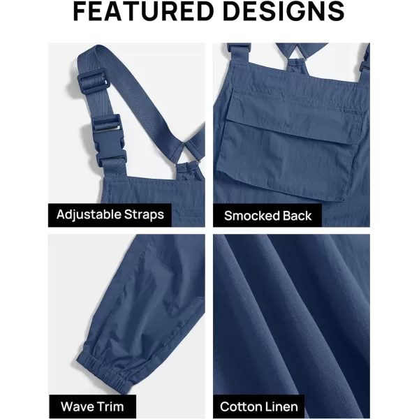 imageZESICA Womens Sleeveless Overalls Jumpsuit Casual Loose Adjustable Straps Bib Long Pant Jumpsuits with PocketsDusty Blue
