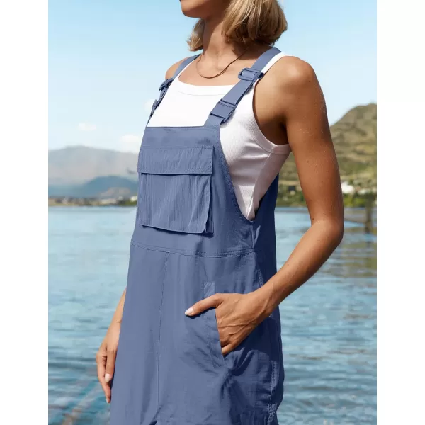 imageZESICA Womens Sleeveless Overalls Jumpsuit Casual Loose Adjustable Straps Bib Long Pant Jumpsuits with PocketsDusty Blue
