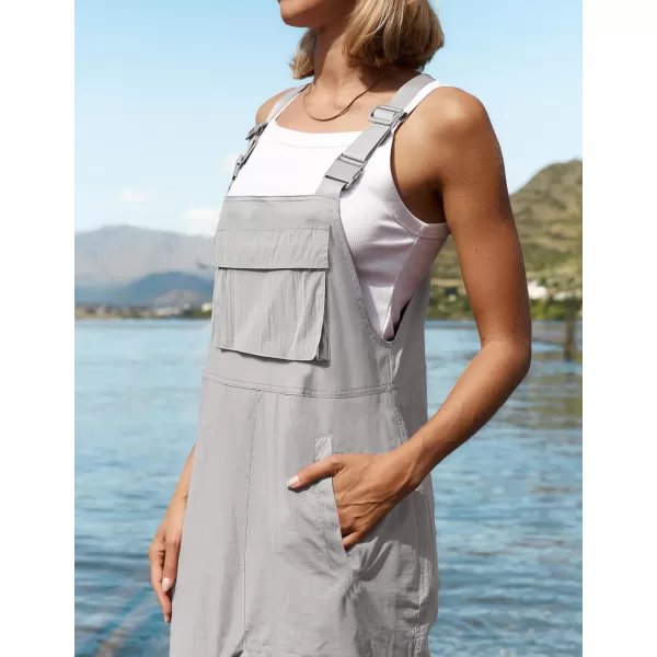 imageZESICA Womens Sleeveless Overalls Jumpsuit Casual Loose Adjustable Straps Bib Long Pant Jumpsuits with PocketsLight Grey