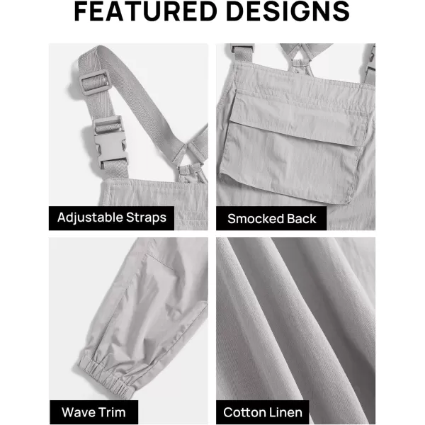 imageZESICA Womens Sleeveless Overalls Jumpsuit Casual Loose Adjustable Straps Bib Long Pant Jumpsuits with PocketsLight Grey