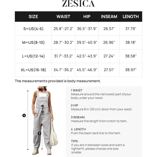 imageZESICA Womens Sleeveless Overalls Jumpsuit Casual Loose Adjustable Straps Bib Long Pant Jumpsuits with PocketsLight Grey