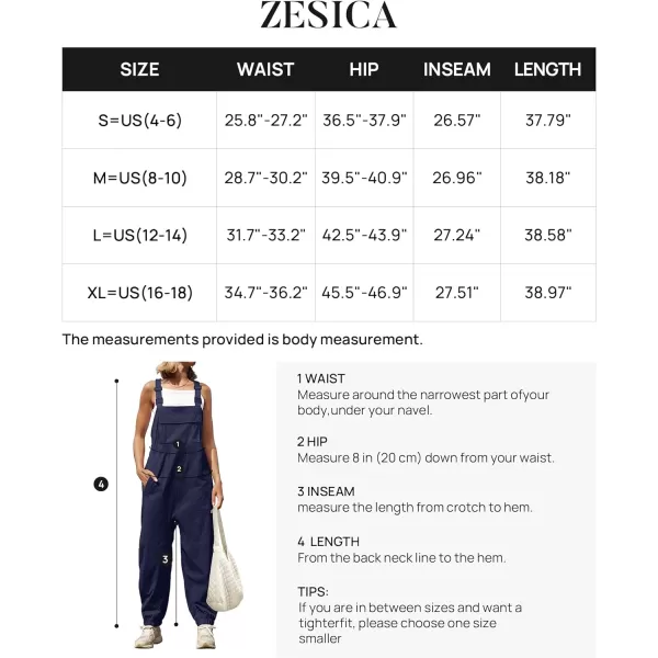 imageZESICA Womens Sleeveless Overalls Jumpsuit Casual Loose Adjustable Straps Bib Long Pant Jumpsuits with PocketsNavy