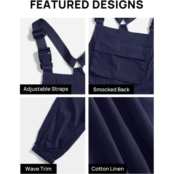imageZESICA Womens Sleeveless Overalls Jumpsuit Casual Loose Adjustable Straps Bib Long Pant Jumpsuits with PocketsNavy