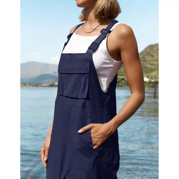 imageZESICA Womens Sleeveless Overalls Jumpsuit Casual Loose Adjustable Straps Bib Long Pant Jumpsuits with PocketsNavy