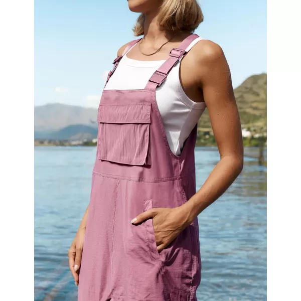 imageZESICA Womens Sleeveless Overalls Jumpsuit Casual Loose Adjustable Straps Bib Long Pant Jumpsuits with PocketsPink