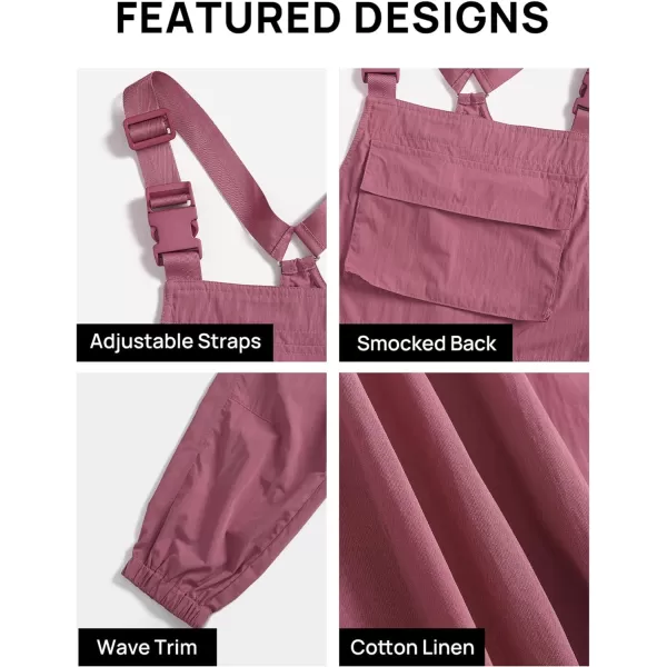 imageZESICA Womens Sleeveless Overalls Jumpsuit Casual Loose Adjustable Straps Bib Long Pant Jumpsuits with PocketsPink