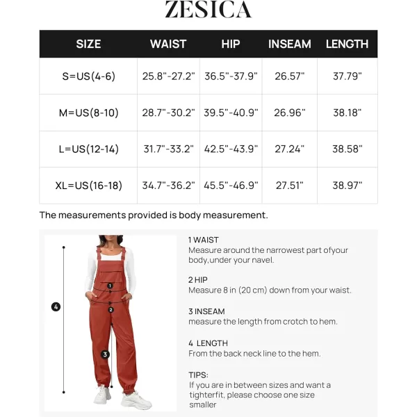 imageZESICA Womens Sleeveless Overalls Jumpsuit Casual Loose Adjustable Straps Bib Long Pant Jumpsuits with PocketsRust