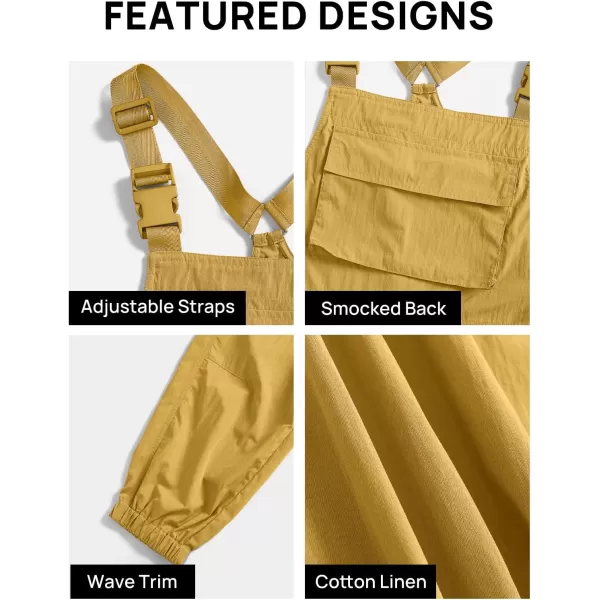 imageZESICA Womens Sleeveless Overalls Jumpsuit Casual Loose Adjustable Straps Bib Long Pant Jumpsuits with PocketsYellow