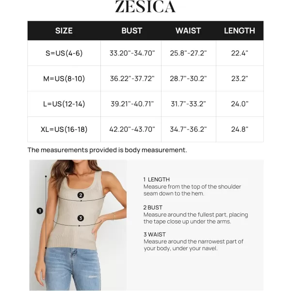 imageZESICA Womens Sleeveless Tank Tops Summer Scoop Neck Ribbed Knit Slim Fitted Casual Basic Tee ShirtsAlmond