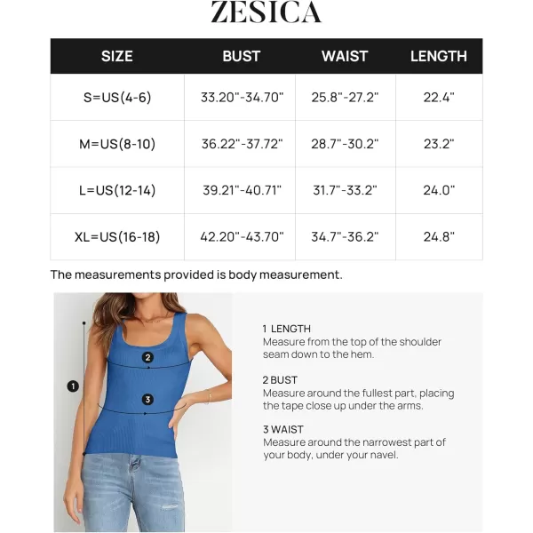 imageZESICA Womens Sleeveless Tank Tops Summer Scoop Neck Ribbed Knit Slim Fitted Casual Basic Tee ShirtsCobalt