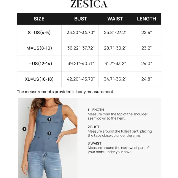 imageZESICA Womens Sleeveless Tank Tops Summer Scoop Neck Ribbed Knit Slim Fitted Casual Basic Tee ShirtsDustyblue