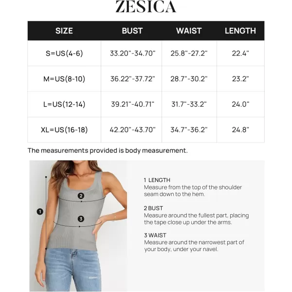 imageZESICA Womens Sleeveless Tank Tops Summer Scoop Neck Ribbed Knit Slim Fitted Casual Basic Tee ShirtsGrey