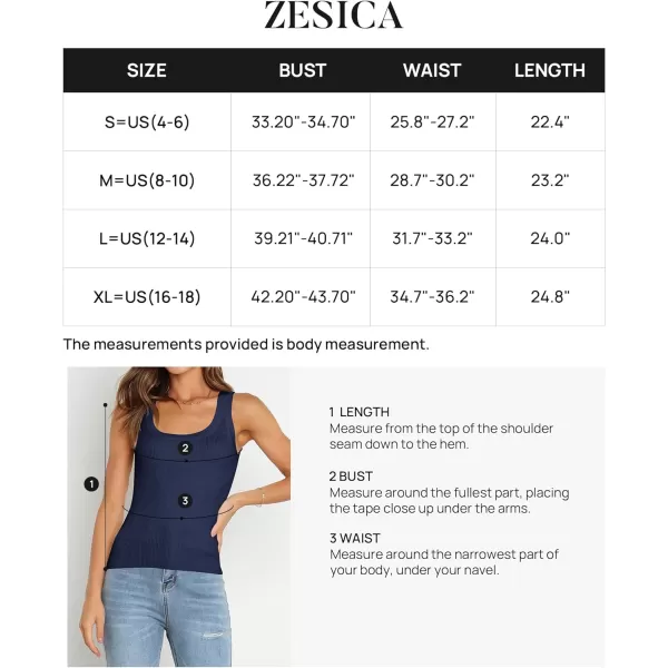 imageZESICA Womens Sleeveless Tank Tops Summer Scoop Neck Ribbed Knit Slim Fitted Casual Basic Tee ShirtsNavy