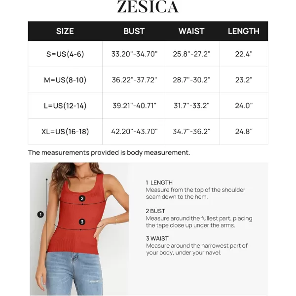 imageZESICA Womens Sleeveless Tank Tops Summer Scoop Neck Ribbed Knit Slim Fitted Casual Basic Tee ShirtsOrangered