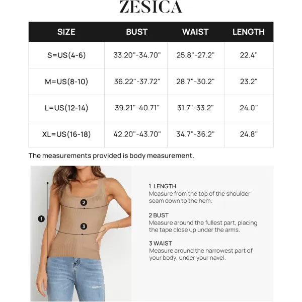 imageZESICA Womens Sleeveless Tank Tops Summer Scoop Neck Ribbed Knit Slim Fitted Casual Basic Tee ShirtsToffee