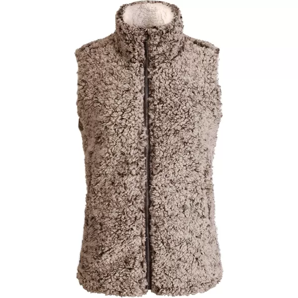 imageZESICA Womens Sleeveless Zip Up Fuzzy Fleece Lightweight Fall Warm Zipper Vest With PocketsCoffee