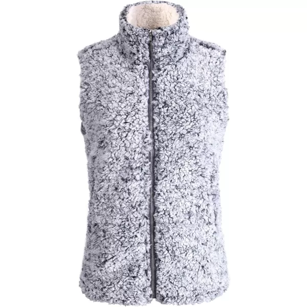 imageZESICA Womens Sleeveless Zip Up Fuzzy Fleece Lightweight Fall Warm Zipper Vest With PocketsLight Grey