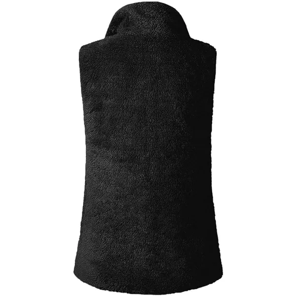 imageZESICA Womens Sleeveless Zip Up Fuzzy Fleece Lightweight Fall Warm Zipper Vest With PocketsSolid Black